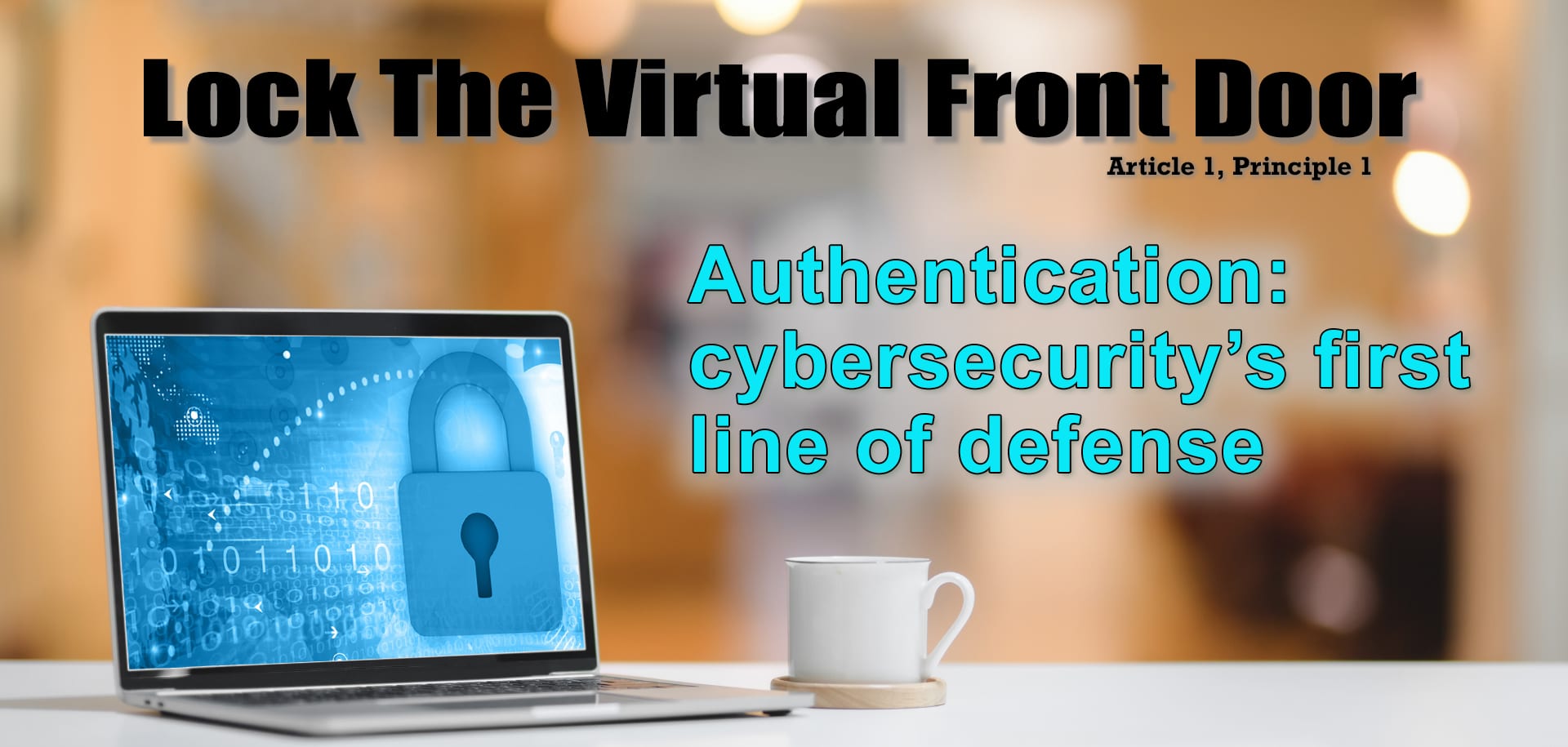 The first video of the cybersecurity tips series "Lock Your Virtual Front Door." The image shows a young woman with her left hand on the side of her face, eyes wide open, mouth open with the expression of surprise and happyness.