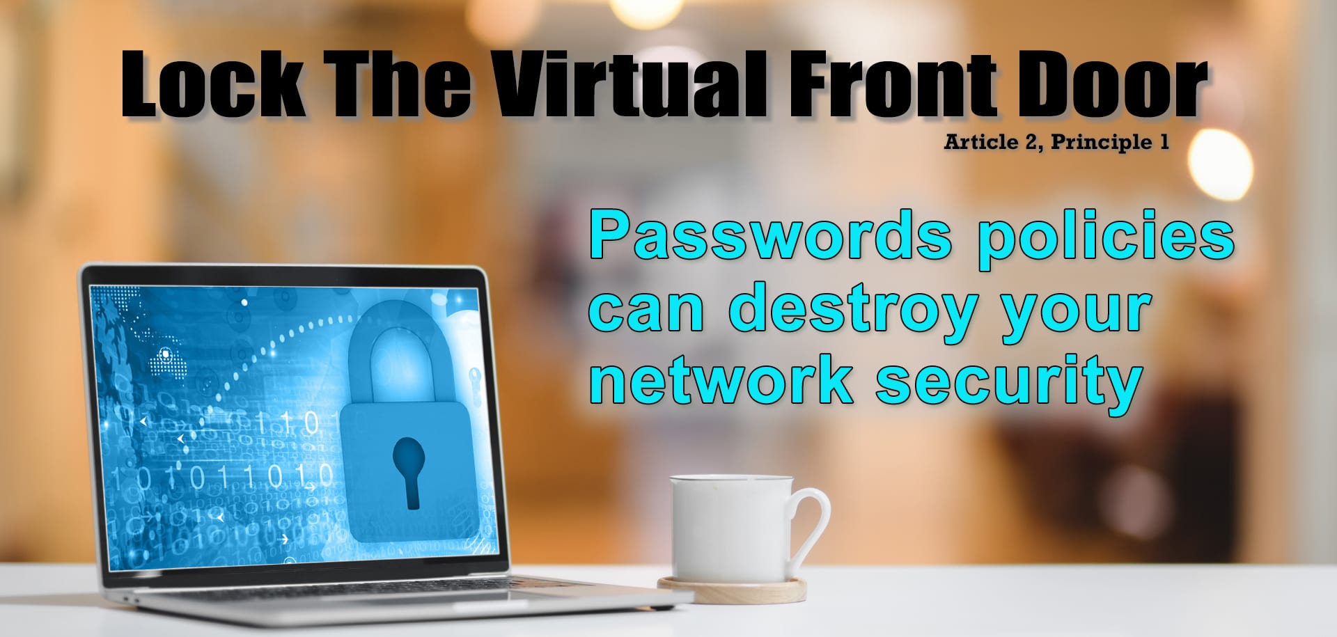 The first video of the cybersecurity tips series "Lock Your Virtual Front Door." The image shows a young woman with her left hand on the side of her face, eyes wide open, mouth open with the expression of surprise and happyness.